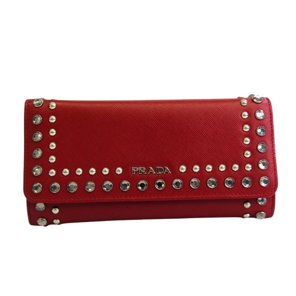 PRADA Saffiano Studded Wallet W/ Card Holder - Picture 2 of 11